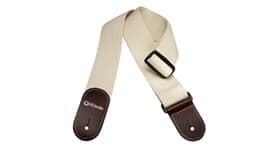 Woven Cotton Guitar Strap with Leather Ends Natural