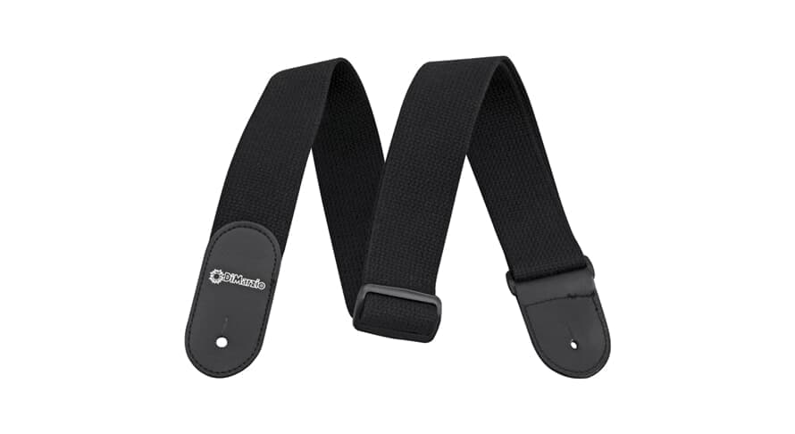 Woven Cotton Guitar Strap with Leather Ends Black