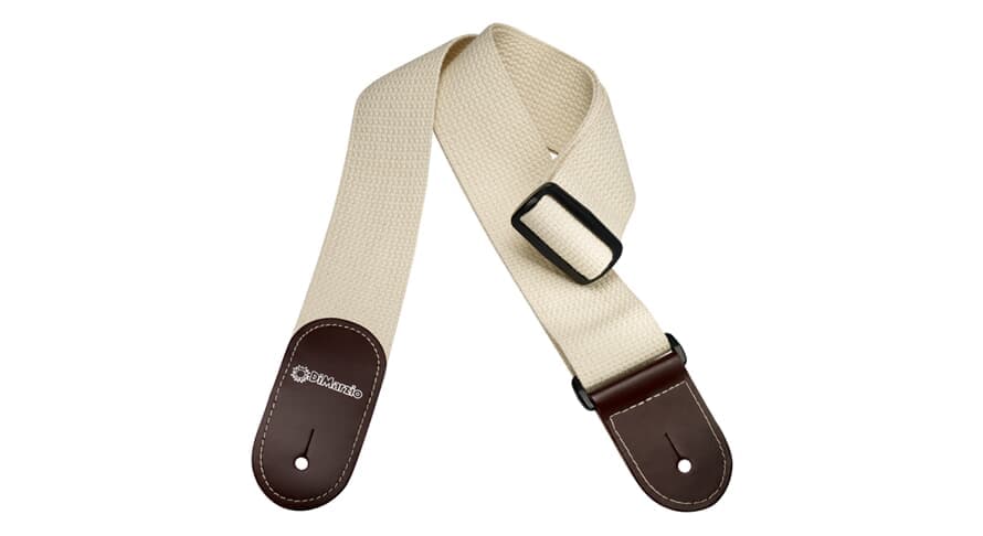 Woven Cotton Guitar Strap with Leather Ends Natural