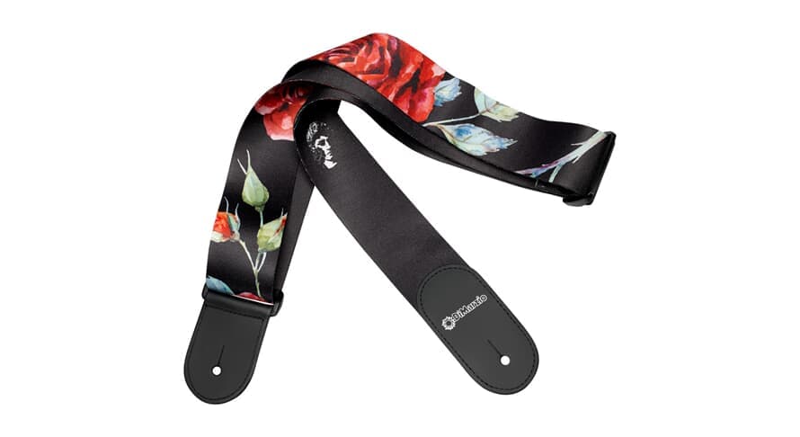 Floral Muse Black Guitar Strap